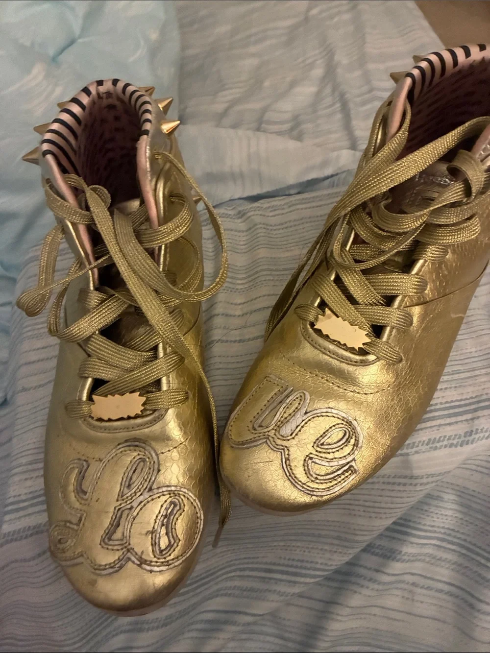 Reebok Metallic Gold High-Top Lace-Up Sneakers